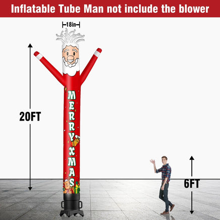 6 10 15 20FT Tall Merry Xmas Waving Inflatable Tube Man(Blower Not Included) - goodeny