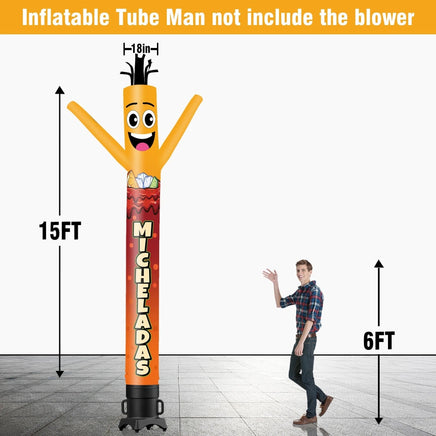 6 10 15 20FT Tall Micheladas Waving Inflatable Tube Man(Blower Not Included) - goodeny