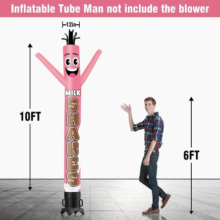6 10 15 20FT Tall Milkshakes Pink Waving Inflatable Tube Man(Blower Not Included) - goodeny