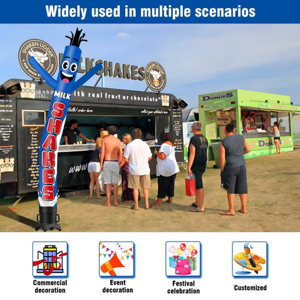 6 10 15 20FT Tall Milkshakes Waving Inflatable Tube Man(Blower Not Included) - goodeny