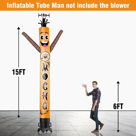 6 10 15 20FT Tall Mocha Waving Inflatable Tube Man(Blower Not Included) - goodeny