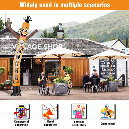 6 10 15 20FT Tall Mocha Waving Inflatable Tube Man(Blower Not Included) - goodeny