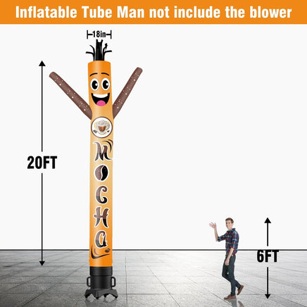 6 10 15 20FT Tall Mocha Waving Inflatable Tube Man(Blower Not Included) - goodeny