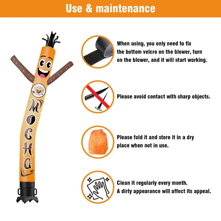 6 10 15 20FT Tall Mocha Waving Inflatable Tube Man(Blower Not Included) - goodeny