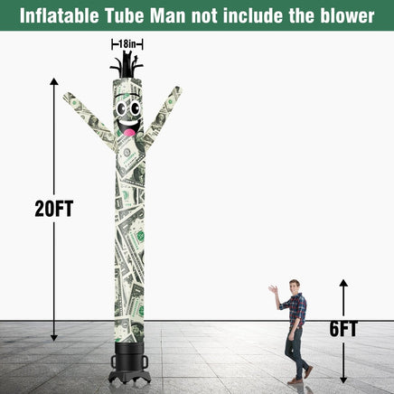6 10 15 20FT Tall Money Waving Inflatable Tube Man(Blower Not Included) - goodeny