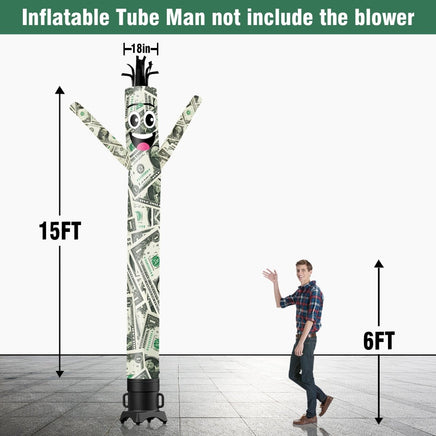 6 10 15 20FT Tall Money Waving Inflatable Tube Man(Blower Not Included) - goodeny