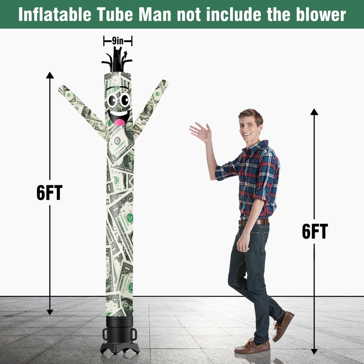 6 10 15 20FT Tall Money Waving Inflatable Tube Man(Blower Not Included ...