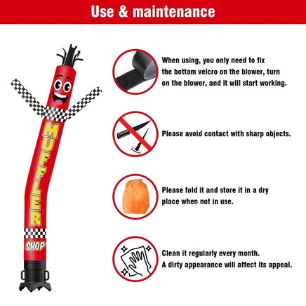 6 10 15 20FT Tall Muffler Shop Waving Inflatable Tube Man(Blower Not Included) - goodeny