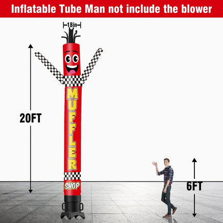 6 10 15 20FT Tall Muffler Shop Waving Inflatable Tube Man(Blower Not Included) - goodeny