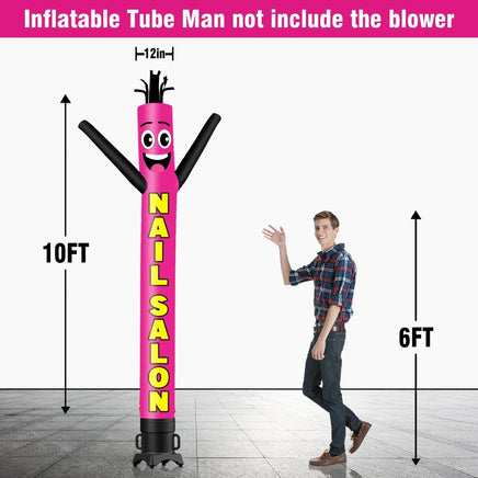6 10 15 20FT Tall Nail Salon Waving Inflatable Tube Man(Blower Not Included) - goodeny