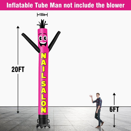 6 10 15 20FT Tall Nail Salon Waving Inflatable Tube Man(Blower Not Included) - goodeny