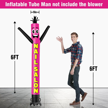 6 10 15 20FT Tall Nail Salon Waving Inflatable Tube Man(Blower Not Included) - goodeny