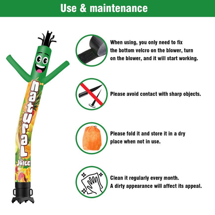 6 10 15 20FT Tall Natural Juice Waving Inflatable Tube Man(Blower Not Included) - goodeny