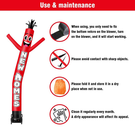 6 10 15 20FT Tall New Home Red Waving Inflatable Tube Man(Blower Not Included) - goodeny