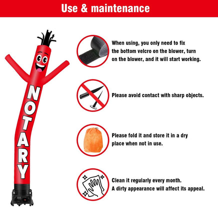 6 10 15 20FT Tall Notary Waving Inflatable Tube Man(Blower Not Included) - goodeny