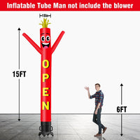 6 10 15 20FT Tall Open Waving Inflatable Tube Man(Blower Not Included) - goodeny