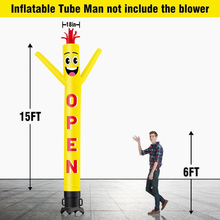 6 10 15 20FT Tall Open Waving Inflatable Tube Man(Blower Not Included) - goodeny