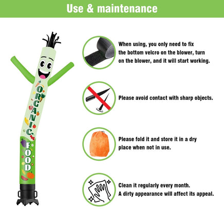 6 10 15 20FT Tall Organic Food Waving Inflatable Tube Man(Blower Not Included) - goodeny