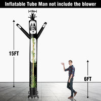 6 10 15 20FT Tall Panda Waving Inflatable Tube Man(Blower Not Included) - goodeny