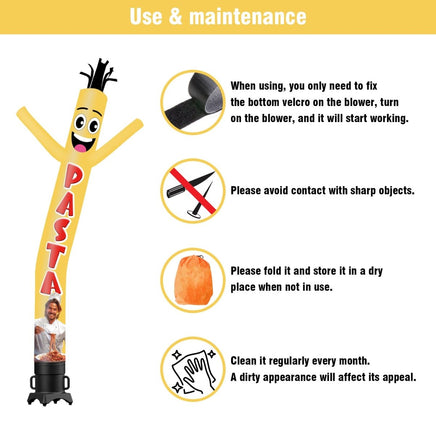 6 10 15 20FT Tall Pasta Waving Inflatable Tube Man(Blower Not Included) - goodeny