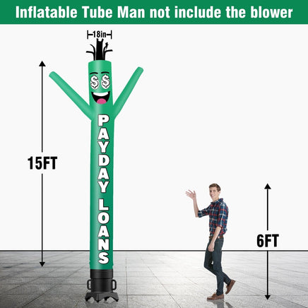 6 10 15 20FT Tall Payday Loans Waving Inflatable Tube Man(Blower Not Included) - goodeny