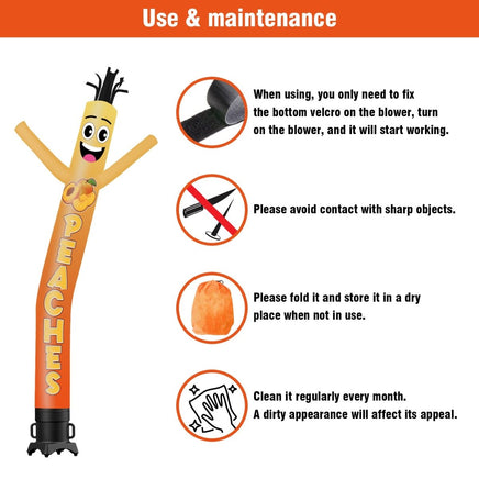 6 10 15 20FT Tall Peaches Waving Inflatable Tube Man(Blower Not Included) - goodeny