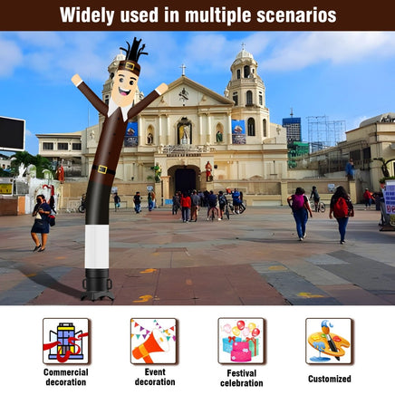 6 10 15 20FT Tall Pilgrim Waving Inflatable Tube Man(Blower Not Included) - goodeny