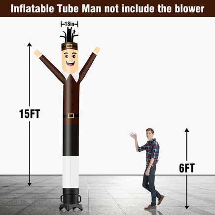 6 10 15 20FT Tall Pilgrim Waving Inflatable Tube Man(Blower Not Included) - goodeny