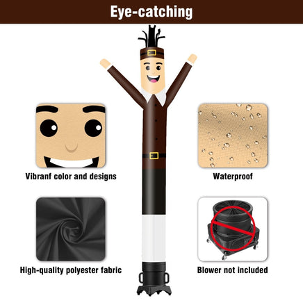 6 10 15 20FT Tall Pilgrim Waving Inflatable Tube Man(Blower Not Included) - goodeny