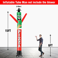 6 10 15 20FT Tall Pizza Waving Inflatable Tube Man(Blower Not Included) - goodeny