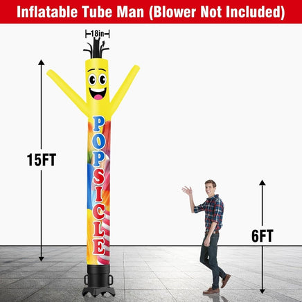 6 10 15 20FT Tall Popsicle Waving Inflatable Tube Man(Blower Not Included) - goodeny