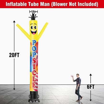 6 10 15 20FT Tall Popsicle Waving Inflatable Tube Man(Blower Not Included) - goodeny