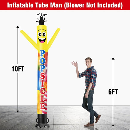 6 10 15 20FT Tall Popsicle Waving Inflatable Tube Man(Blower Not Included) - goodeny