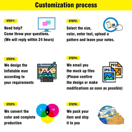 6 10 15 20FT Tall Printing Services Waving Inflatable Tube Man(Blower Not Included) - goodeny