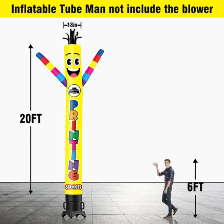 6 10 15 20FT Tall Printing Services Waving Inflatable Tube Man(Blower Not Included) - goodeny