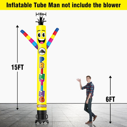 6 10 15 20FT Tall Printing Services Waving Inflatable Tube Man(Blower Not Included) - goodeny