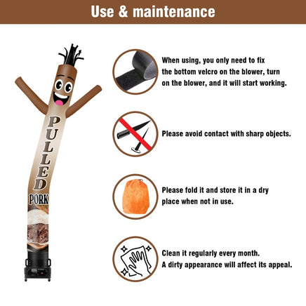 6 10 15 20FT Tall Pulled Pork Waving Inflatable Tube Man(Blower Not Included) - goodeny