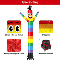 6 10 15 20FT Tall Rainbow Waving Inflatable Tube Man(Blower Not Included) - goodeny
