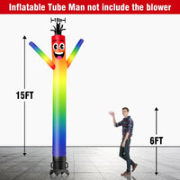 6 10 15 20FT Tall Rainbow Waving Inflatable Tube Man(Blower Not Included) - goodeny