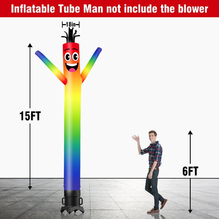 6 10 15 20FT Tall Rainbow Waving Inflatable Tube Man(Blower Not Included) - goodeny