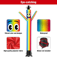 6 10 15 20FT Tall Rainbow Waving Inflatable Tube Man(Blower Not Included) - goodeny