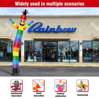 6 10 15 20FT Tall Rainbow Waving Inflatable Tube Man(Blower Not Included) - goodeny