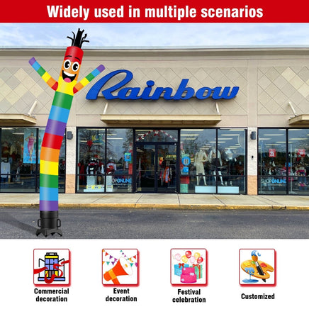 6 10 15 20FT Tall Rainbow Waving Inflatable Tube Man(Blower Not Included) - goodeny