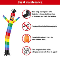 6 10 15 20FT Tall Rainbow Waving Inflatable Tube Man(Blower Not Included) - goodeny