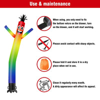 6 10 15 20FT Tall Rainbow Waving Inflatable Tube Man(Blower Not Included) - goodeny