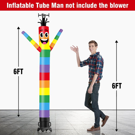 6 10 15 20FT Tall Rainbow Waving Inflatable Tube Man(Blower Not Included) - goodeny