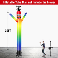 6 10 15 20FT Tall Rainbow Waving Inflatable Tube Man(Blower Not Included) - goodeny