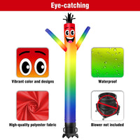 6 10 15 20FT Tall Rainbow Waving Inflatable Tube Man(Blower Not Included) - goodeny