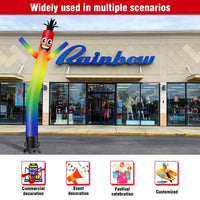 6 10 15 20FT Tall Rainbow Waving Inflatable Tube Man(Blower Not Included) - goodeny