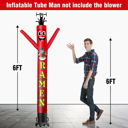 6 10 15 20FT Tall Ramen Waving Inflatable Tube Man(Blower Not Included) - goodeny